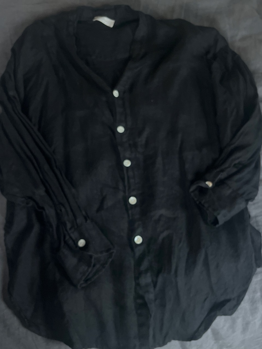 Monday Swimwear linen Black Button-Front Swim Coverup